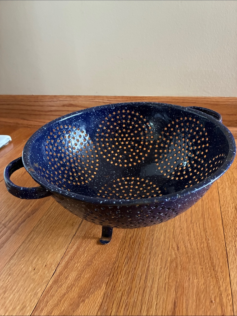 Blue Speckled Enamel Colander - Home Art